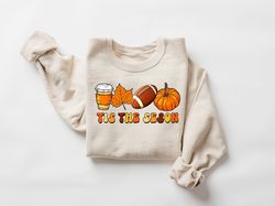 Tis The Season Sweatshirt, Fall Pumpkin Football Coffee Sweater, Autumn Vibes Shirt, Thanksgiving Sweatshirt, Fall Coffe