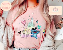 Disney Stitch Watercolor Shirt, Disney Watercolor Castle shirt, Disney Trip tee, Disney Castle Shirt, Disney Vacation te
