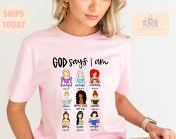 God says i am womens princess shirt, mermaid shirt, Ice princess shirt, magical shirt, castle shirt, mouse shirt, park s