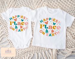 Happiest Place On Earth Shirt, Colorful Vacay Shirts Kids Toddler Baby Matching Family, Retro Vacation Shirts 1