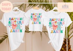 Happiest sisters On Earth Shirt, Park Shirts, Matching Family Retro Group Family, Mouse shirt, vacation shirt, group shi