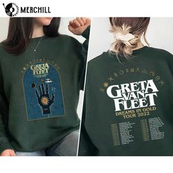 Greta Van Fleet Tour 2022 Sweatshirt Dreams In Gold Tour Moon Phase - Happy Place for Music Lovers