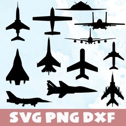 Aircraft silhouette svg,png,dxf,Aircraft silhouette svg bundle,png,dxf,Vinyl Cut File, Png, Ai Printable Design File