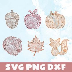 Fall zentangle svg,png,dxf, Fall zentangle bundle svg, png, dxf, Vinyl Cut File, Png