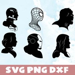 Head Avengers marvel silhouette svg, png, dxf, Head Avengers marvel silhouette bundle Vinyl Cut File, Png