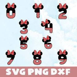 Minnie numbers mouse princess disney svg,png,dxf,Minnie letter mouse princess bundle svg,png,dxf,Vinyl Cut File, Png