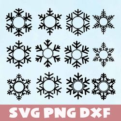 Snow flake monogram svg,png,dxf, Snow flake monogram bundle svg,png,dxf,Vinyl Cut File, Png, cricut