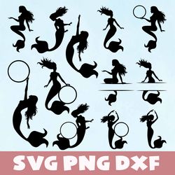 The little mermaid disney silhouette bundles svg,png,dxf,Vinyl Cut File, Png, cricut