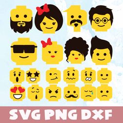 Lego head svg,png,dxf , Lego head bundle svg,png,dxf,Vinyl Cut File,Png, cricut