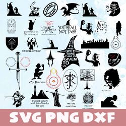 Lord of the rings silhouette svg,png,dxf , Lord of the rings silhouette bundle svg,png,dxf,Vinyl Cut File,Png, cricut