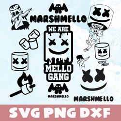 Marshmello silhouette svg,png,dxf ,Marshmello silhouette bundle svg,png,dxf,Vinyl Cut File,Png, cricut