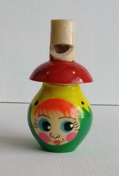 Bright Wooden Whistle Eco-friendly toy kids handmade painting Russian traditional souvenir Handmade toy Christmas
