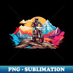 colorful dirt bike off road racer mountain landscape design - instant sublimation digital download
