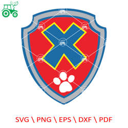 Paw Patrol Shield Alphabet X,Paw Patrol svg, Paw patrol Clipart, Cartoon Paw Svg, Dog Patrol Svg, Digital Download