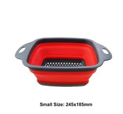 1Pc 2in1 Silicone Folding Drain Fruit Vegetable Washing Basket Foldable Strainer Collapsible Drainer Kitchen Storage Too