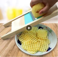 Fries Grid Stainless Potato Grid Steel Potato Kitchen Wooden Home Chip Shred Potato Vegetable French Gadget Cutter Grate