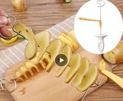 1Set Stainless Steel Plastic Rotate Potato Slicer Twisted Potato Spiral Slice Cutter Creative Vegetable Tool Kitchen Gad