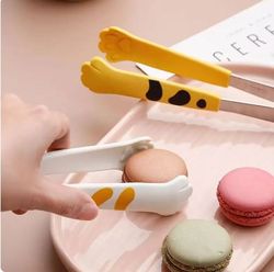 Japanese Cat Paw Shape Food Tongs Cute Cartoon Meal Tongs Stainless Steel Sandwich Baking Clip Kitchen Gadgets