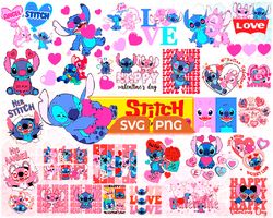 Stitch Valentine's Day Svg Png Bundle, Stitch Love Svg