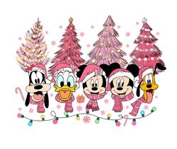 Mickey Pink Christmas Squad Png, Disney Pink Christmas Tree Png