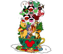 Winnie the Pooh Christmas Png, Disney Mouse Christmas Png