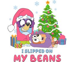 I Slipped On My Beans Png, Pink Bluey Christmas Png