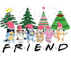 Pink Bluey Friends Christmas Tree Png, Blueymas Family Png