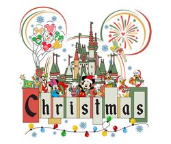 Magic Castle Christmas Png, Mickey Friends Christmas Png