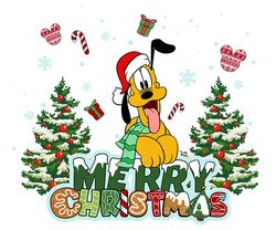 Mickey Pluto Merry Christmas Png Svg, Joyful Disney Holiday Png