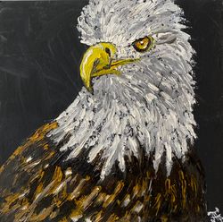 Eagle Original Art Bird Painting Black Wall Art Small Artwork by ArtNastPos