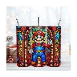Mario Stained Glass 20Oz Tumbler Wrap Sublimation Png