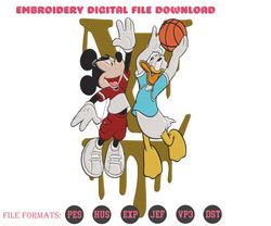 Mickey And Donald Basketball LV Dripping Embroidery File