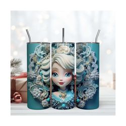 3D Elsa Beauty Queen Tumbler, Disney Princess Design, Tumbler Design Download File