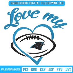 Love My Carolina Panthers Embroidery Design File Download