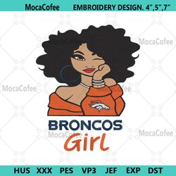 Broncos Black Girl Embroidery Design File Download