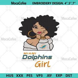 Miami Dolphins Black Girl Embroidery Design File Download