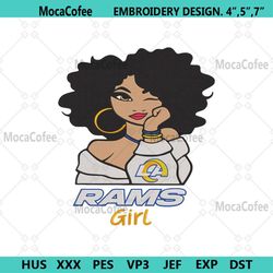 Rams Black Girl Embroidery Design File Download