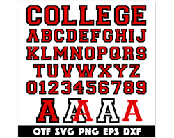 College Varsity Font TTF PNG SVG Black Red | College letters T shirts svg png Varsity Sport College Font otf, Sport Font
