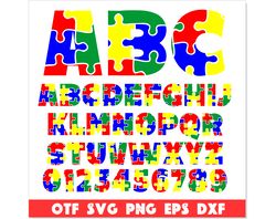 Puzzle Font SVG PNG, Puzzle Font OTF, Puzzle letters svg, Puzzle svg, Puzzle Autism font svg, Autism svg Cricut School