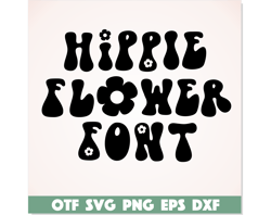 Hippie Flower Font, Retro Font, Groovy Font, Modern Font, Hippie Font, 70s Font 80s font, Procreate Fonts Cricut