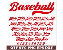 Baseball Font with Tails, Baseball Font SVG OTF PNG, Baseball letters svg, Retro font Vintage font, Baseball svg