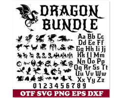 Dragon Font TTF, Dragon SVG Bundle, Dragon svg, Dragon png, Dragon Font svg, Tattoo Bundle svg Dragon letters svg Cricut