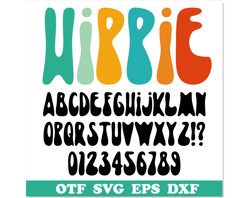 Hippie Font TTF, Hippie Font SVG, Groovy Font, Modern Font Psychedelic font Hippie svg letters Retro 70s font 80s font