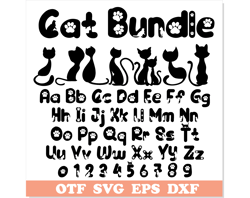 Cat Bundle | Cat Font TTF, Cat SVG PNG, Cat Font svg, Cat Kitty Font, Cat Bundle png, Cat letters svg, Cat Paw svg