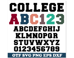 College font OTF, College font SVG, College font PNG, Varsity font svg, College letters svg, Sport font, Sport shirt svg