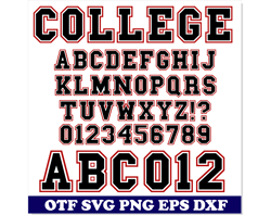 College font SVG, College font OTF, College font PNG, Varsity font svg, College letters svg, Sport font, Sport shirt svg