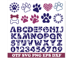 Dog Bundle SVG OTF PNG | Dog Font otf, Dog Font svg, Dog Paw svg, Dog letters svg, Dog svg png, Dog Font png