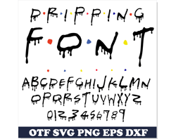 Dripping font OTF, Show Font with dots, Dripping font svg Cricut, Halloween font svg, Drip font, Blood font, Horror Font