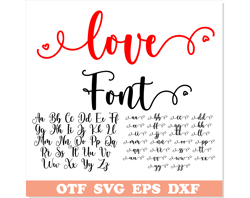 Valentines Day Font, Font with Tails TTF, Font with Hearts SVG, Calligraphy Font ttf, Love Font, Cursive Font svg
