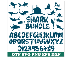 Shark Bundle SVG TTF PNG | Shark svg, Shark Font ott, Shark Font svg Cricut, Shark Silhouette svg, Shark letters svg